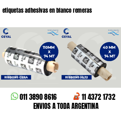 etiquetas adhesivas en blanco remeras