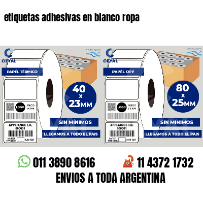 etiquetas adhesivas en blanco ropa