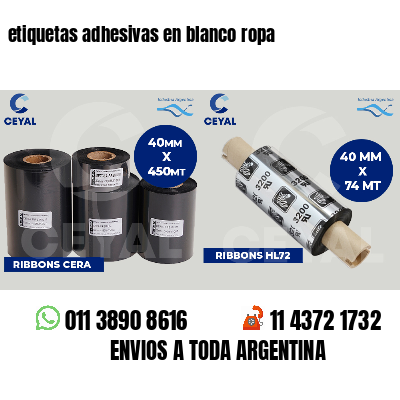 etiquetas adhesivas en blanco ropa