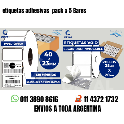 etiquetas adhesivas pack x 5 Bares
