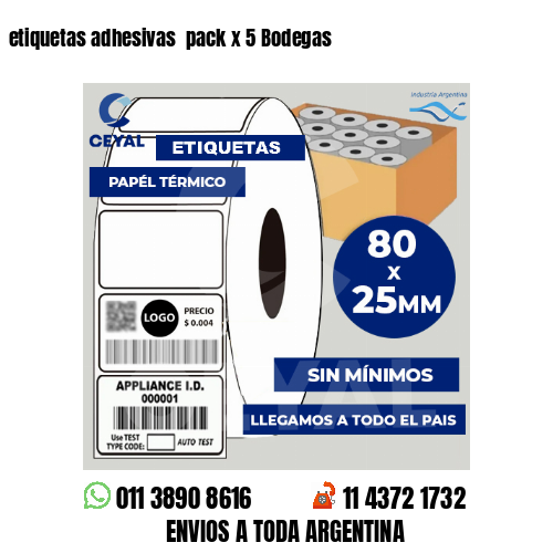 etiquetas adhesivas  pack x 5 Bodegas