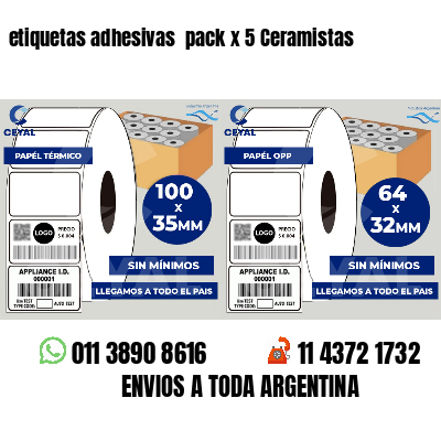 etiquetas adhesivas pack x 5 Ceramistas