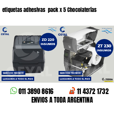 etiquetas adhesivas pack x 5 Chocolaterías