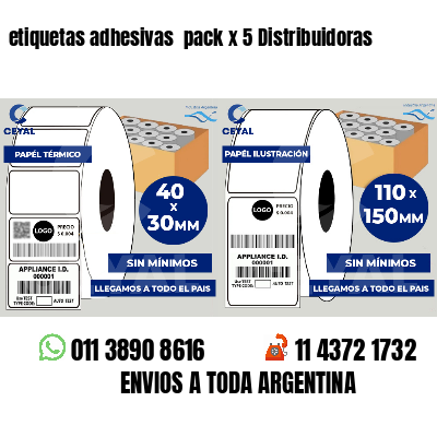 etiquetas adhesivas  pack x 5 Distribuidoras