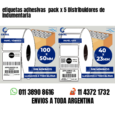 etiquetas adhesivas pack x 5 Distribuidores de indumentaria