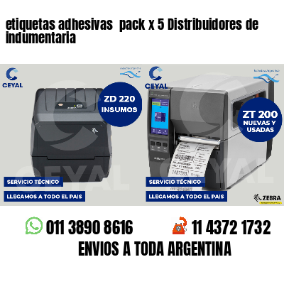 etiquetas adhesivas  pack x 5 Distribuidores de indumentaria