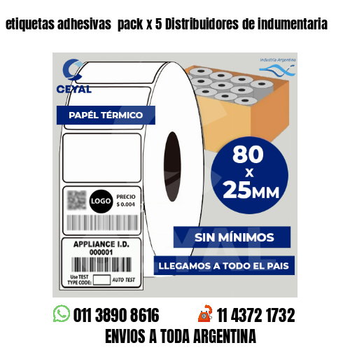 etiquetas adhesivas  pack x 5 Distribuidores de indumentaria