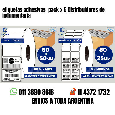 etiquetas adhesivas  pack x 5 Distribuidores de indumentaria