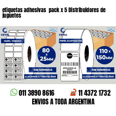 etiquetas adhesivas  pack x 5 Distribuidores de juguetes