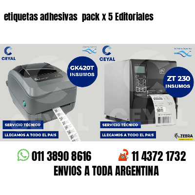 etiquetas adhesivas pack x 5 Editoriales