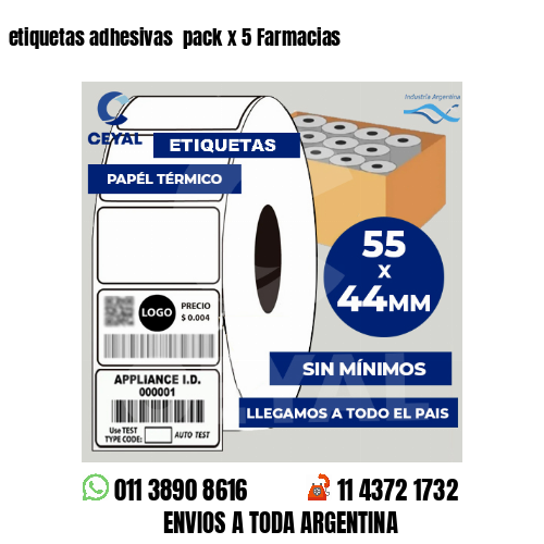 etiquetas adhesivas  pack x 5 Farmacias