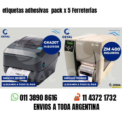 etiquetas adhesivas  pack x 5 Ferreterías
