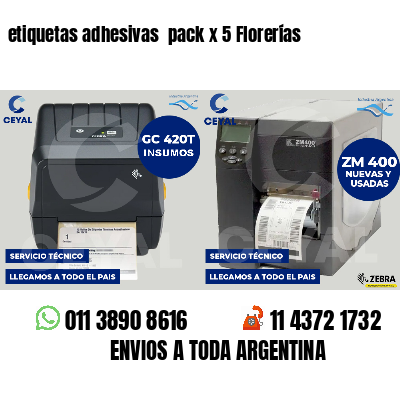 etiquetas adhesivas  pack x 5 Florerías