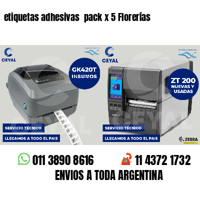 etiquetas adhesivas pack x 5 Florerías