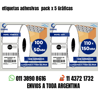 etiquetas adhesivas  pack x 5 Gráficas