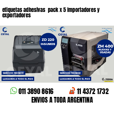 etiquetas adhesivas pack x 5 Importadores y exportadores