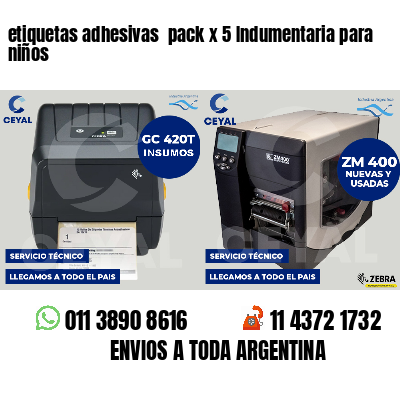 etiquetas adhesivas pack x 5 Indumentaria para niños