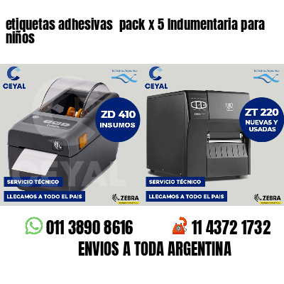 etiquetas adhesivas pack x 5 Indumentaria para niños