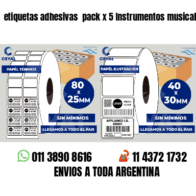 etiquetas adhesivas pack x 5 Instrumentos musicales