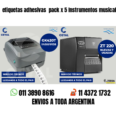 etiquetas adhesivas pack x 5 Instrumentos musicales