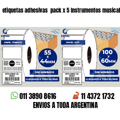 etiquetas adhesivas  pack x 5 Instrumentos musicales