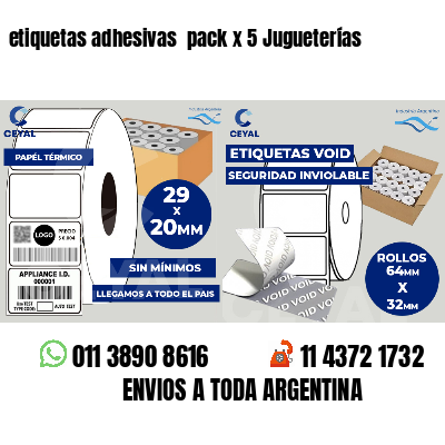 etiquetas adhesivas  pack x 5 Jugueterías