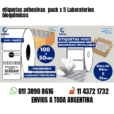 etiquetas adhesivas pack x 5 Laboratorios bioquímicos