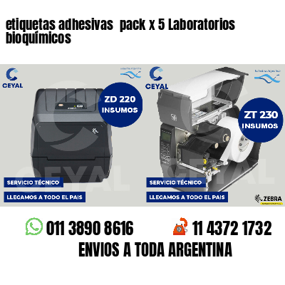 etiquetas adhesivas pack x 5 Laboratorios bioquímicos
