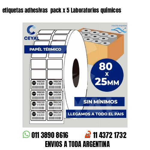 etiquetas adhesivas  pack x 5 Laboratorios químicos