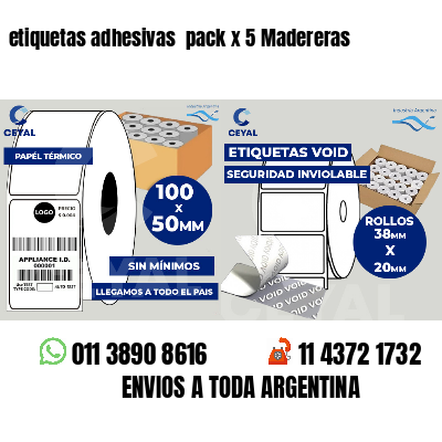 etiquetas adhesivas  pack x 5 Madereras