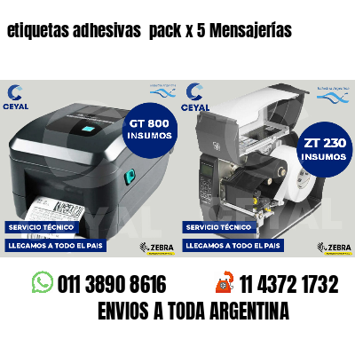 etiquetas adhesivas  pack x 5 Mensajerías