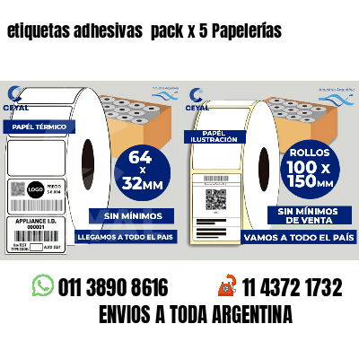 etiquetas adhesivas  pack x 5 Papelerías