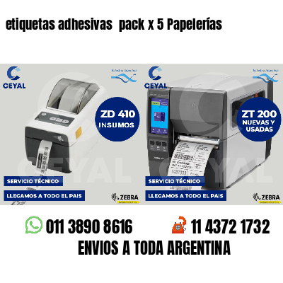 etiquetas adhesivas  pack x 5 Papelerías