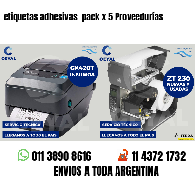 etiquetas adhesivas pack x 5 Proveedurías