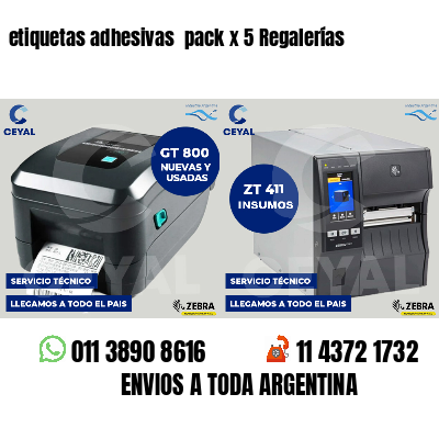 etiquetas adhesivas  pack x 5 Regalerías