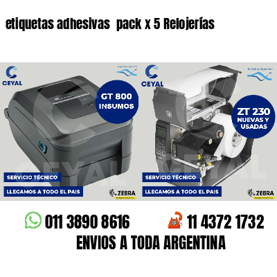 etiquetas adhesivas  pack x 5 Relojerías