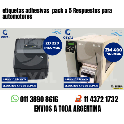 etiquetas adhesivas  pack x 5 Respuestos para automotores