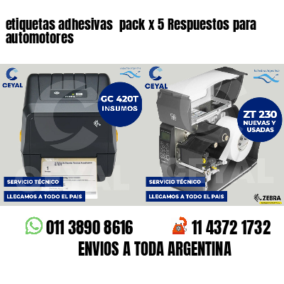etiquetas adhesivas pack x 5 Respuestos para automotores