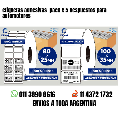 etiquetas adhesivas  pack x 5 Respuestos para automotores