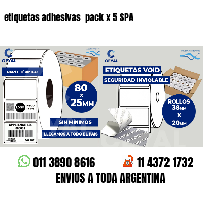 etiquetas adhesivas  pack x 5 SPA