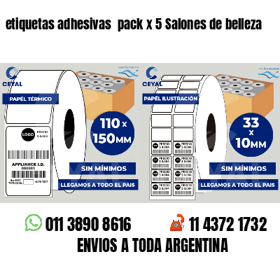 etiquetas adhesivas  pack x 5 Salones de belleza