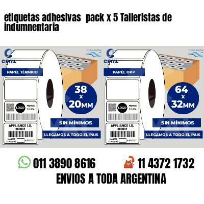 etiquetas adhesivas pack x 5 Talleristas de indumnentaria