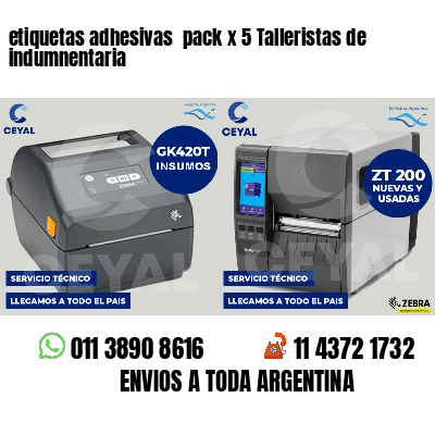 etiquetas adhesivas  pack x 5 Talleristas de indumnentaria