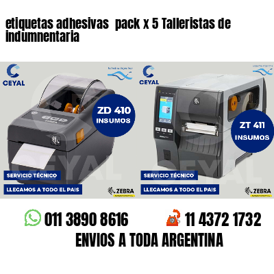 etiquetas adhesivas pack x 5 Talleristas de indumnentaria