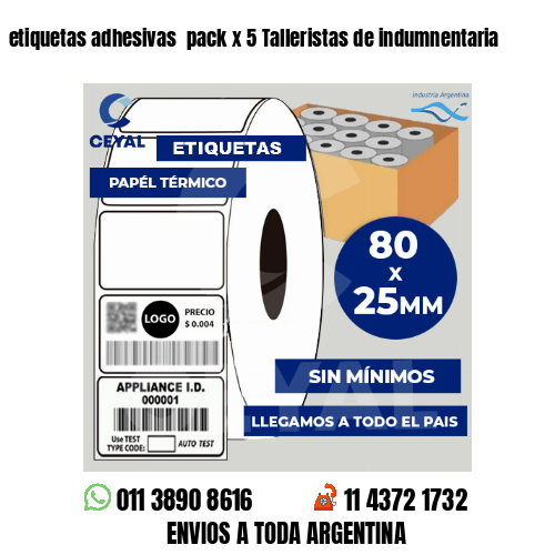 etiquetas adhesivas  pack x 5 Talleristas de indumnentaria