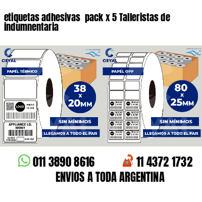 etiquetas adhesivas  pack x 5 Talleristas de indumnentaria