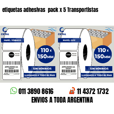 etiquetas adhesivas pack x 5 Transportistas