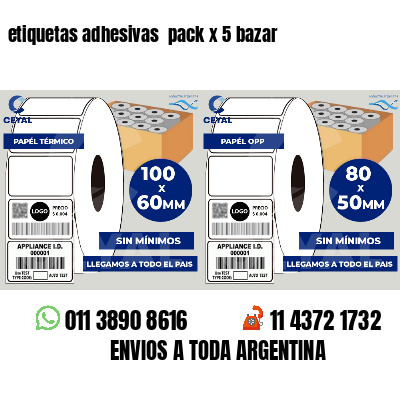 etiquetas adhesivas pack x 5 bazar