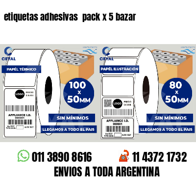 etiquetas adhesivas  pack x 5 bazar