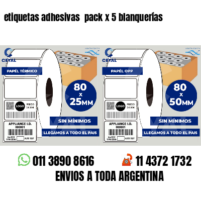 etiquetas adhesivas  pack x 5 blanquerías